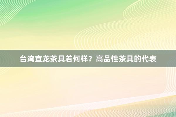 台湾宜龙茶具若何样？高品性茶具的代表